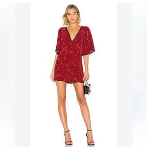 Lovers + Friends Red Sequin Wrap Mini Dress
